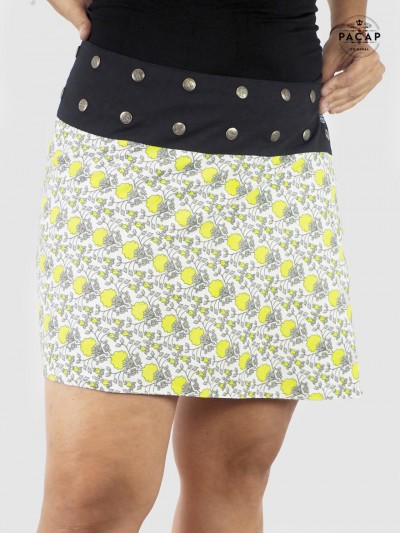 high-waist printed white mini skirt