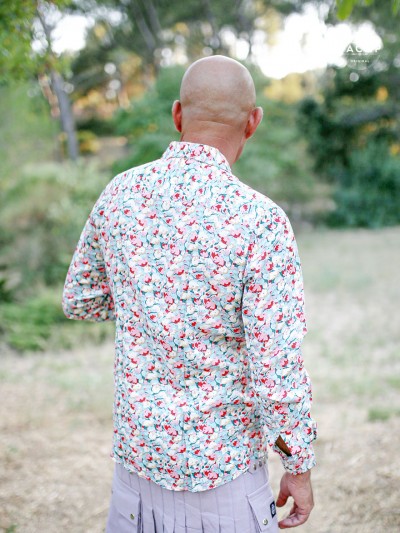 chemise originale rétro et colore pour homme, poignets et col boutonnée, chemise décontractée