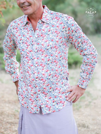 men's fancy printed shirt, fitted shirt, long sleeve shirt, pointed collar shirt