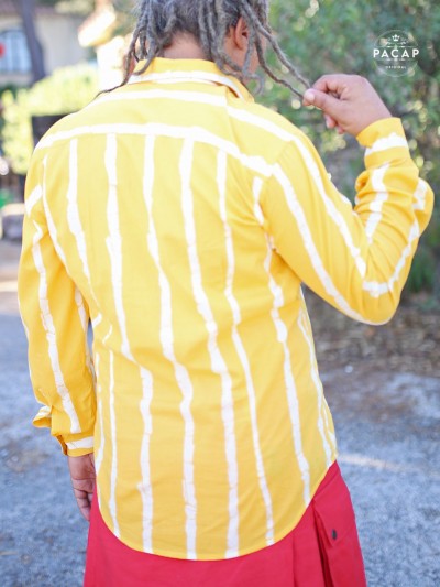 original flashy men's shirt with white stripes, slim fit, long sleeves