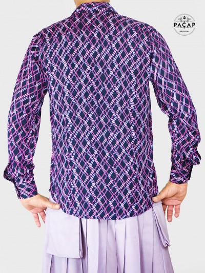 boutique printed shirts for men, patterned shirts, original shirts, blue geometric shirts