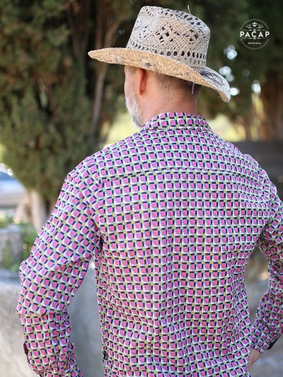 men's plaid shirt in silk viscose rayon