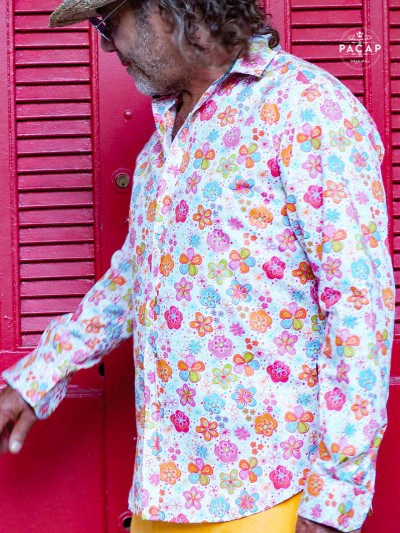 men's multicolored floral shirt