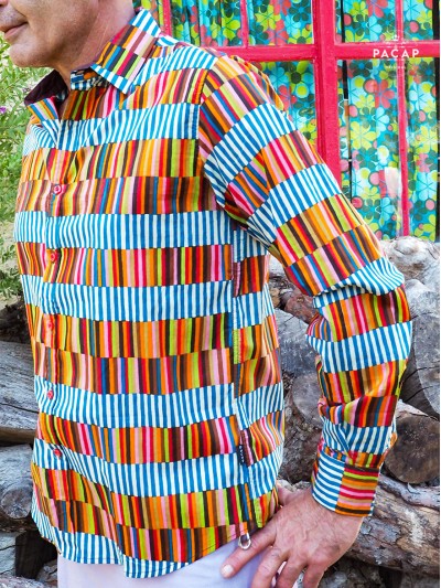 chemise multicolore pour homme à rayures