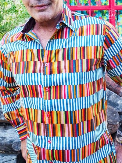 men's fancy shirt with bayadéres print