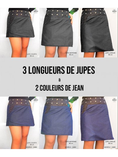 jupe en jean bleu et noir