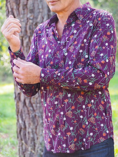 mauve floral button-down shirt soft rayon fabric