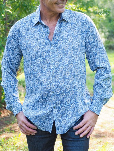 chemise verte a fleurs, boutique de chemise, chemise marseille, chemise aubagne, chemise homme chemise décontractée