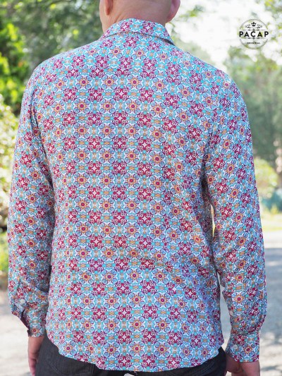 all over shirt, block print shirt, flower shirt, floral print shirt, patterned shirt, men's shirt