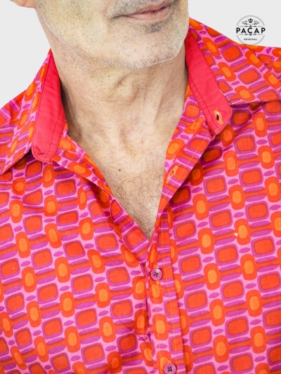 chemise rose pour homme a carreaux style fantaisie en coton chemise décontractée boutonnée