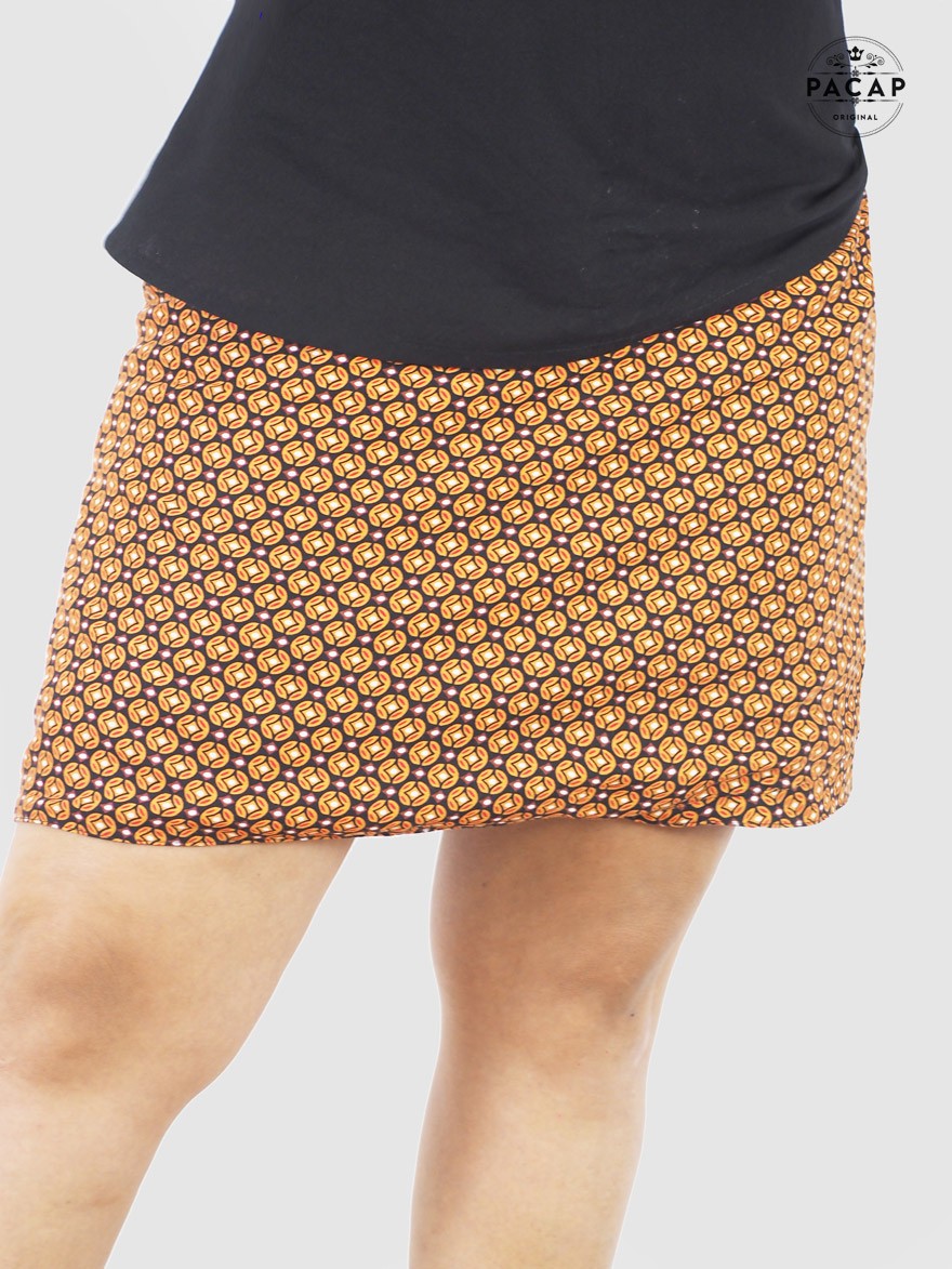 jupe grande taille en rayonne motif ethnique  taille plus reglable