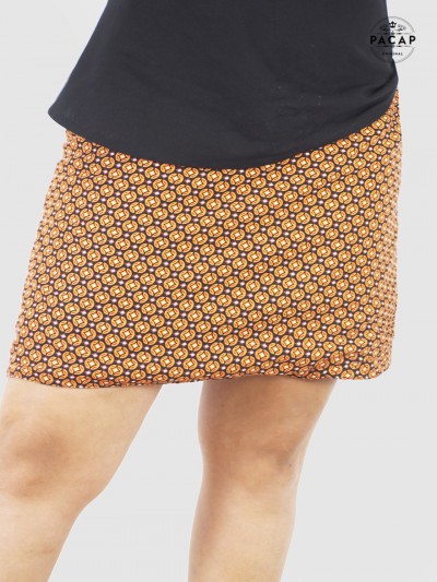 jupe grande taille en rayonne motif ethnique  taille plus reglable