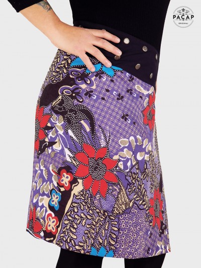 jupe bouton imprimé floral pour femme