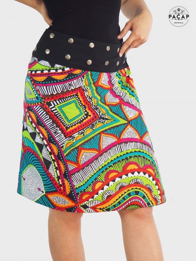 jupe longue ethnique multicolore imprimée, coton wax africain, jupe décontractée femme, jupe originale