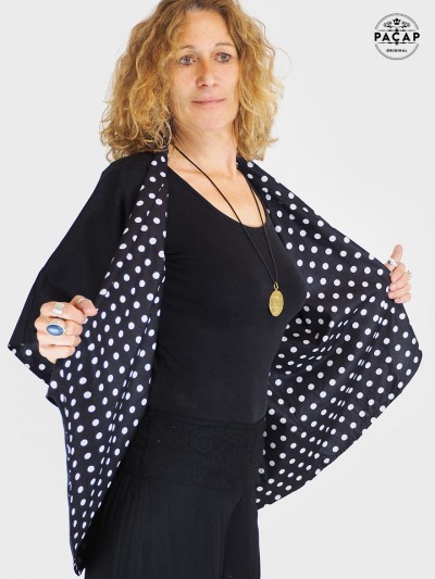 veste reversible imprimé, veste ethnique, kimono coton, multi taille, haut femme, top unicolore