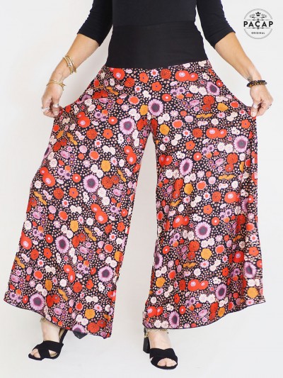 pantalon a fleurs roue, pantalon large, pantalon été, décontracté, pas cher, grosiste france sud marseille