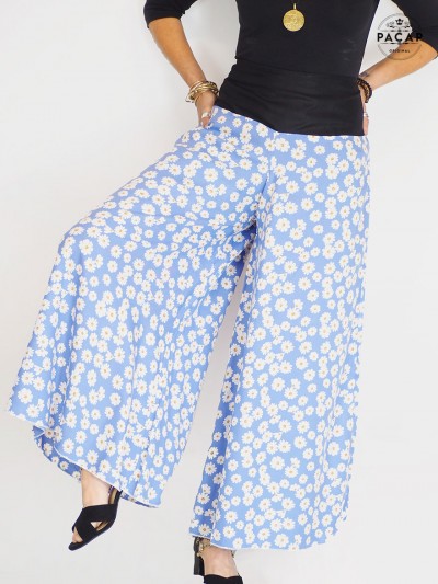 pantalon bleu clair, pantalon boheme, hippie, plage, vacance, cadeau copine, indonesie vacances