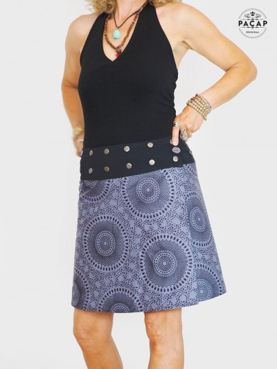 jupe grande taille africaine, jupe pour grosse(sse), jupe bleue, jupe mandala