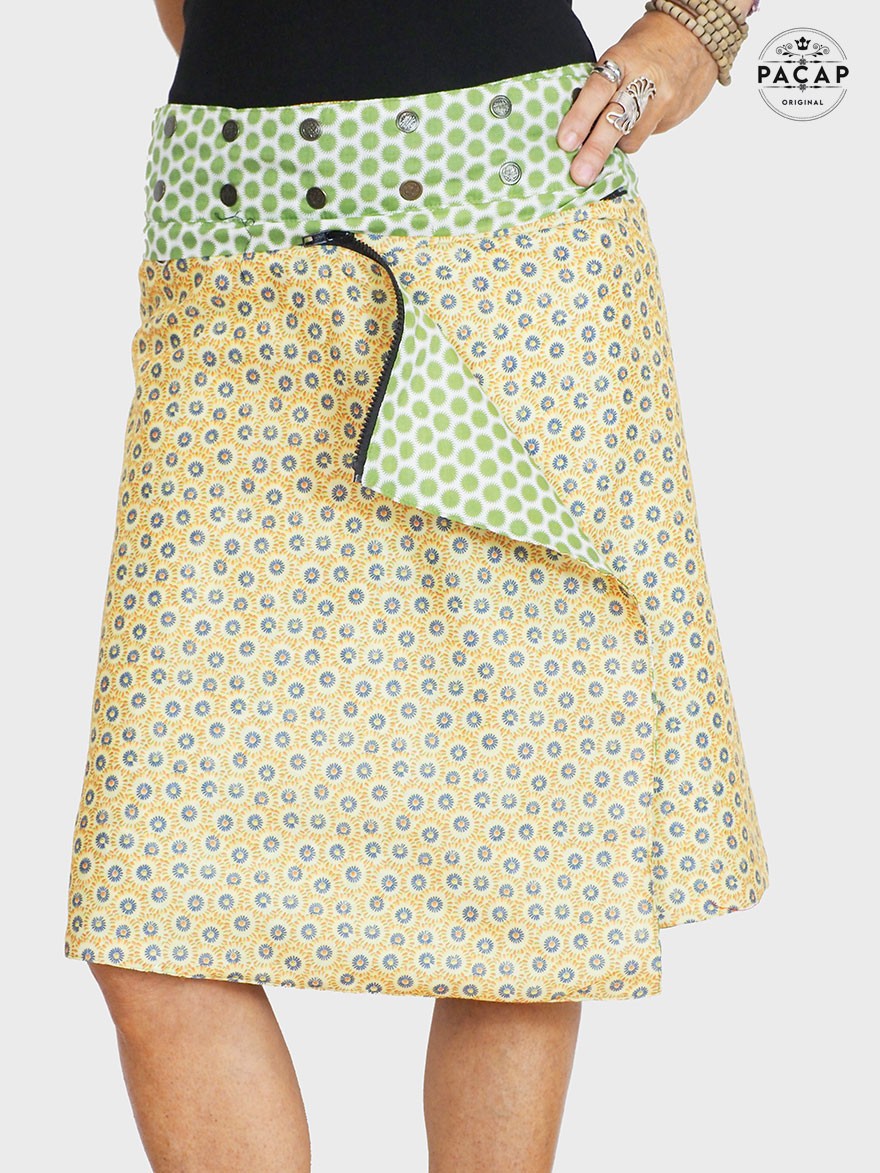 Jupe Longue Verte Enveloppe Poche Zippee Detachable Taille Unique ZADA