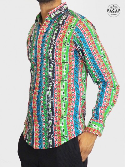 chemise originale homme, chemise africaine en coton, chemise animal, chemise fantaisie