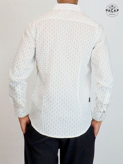 chemise blanche formelle, chemise classique micro motif, chemise bureau, chemise cintrée, chemise ajustée manche longue