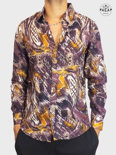 grossiste et fabricant de chemise imprimée boutique vintage homme, chemise originale motif abstrait