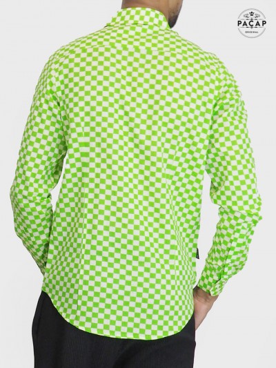 chemise verte cintrée, chemise Taille S, chemise a carreaux vert claire, chemise pas cher, chemise homme