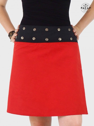 jupe rouge unicolore, jupe monochrome, jupe grande taille, jupe femme enceinte, jupe rouge taille plus