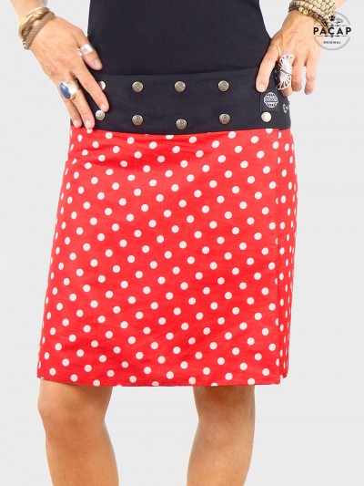 jupe rouge a pois blanc, jupe pin up rouge, jupe rockabilly rouge, jupe année 60 70 50 80 , jupe rétro rouge, jupe droite