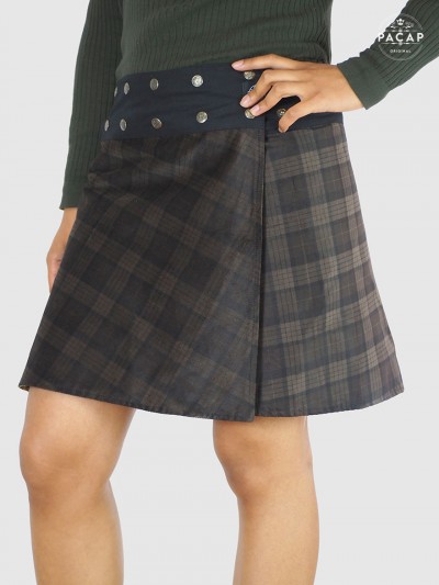 jupe velours carreaux tartan, kilt, vichy, ecossaise