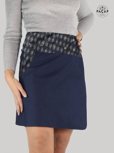 jupe elegante jean bleu avec poche
