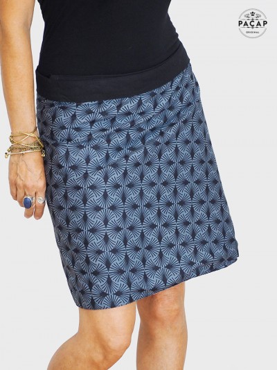 jupe grise femme motif ethnique a nouer et réversible