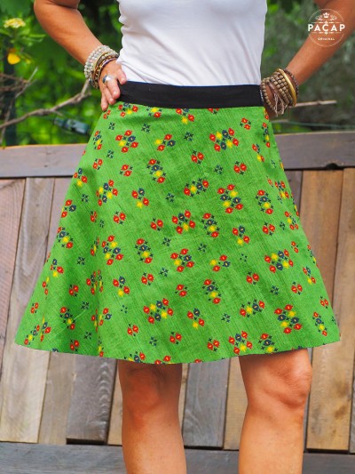 jupe verte mi-longue nouer pour femme