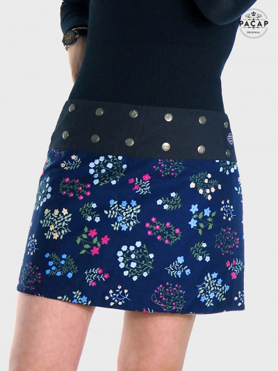 mini jupe bleue a fleurs pour femme, jupe courte, jupe patineuse, jupe tennis, mini jupe, surjupe