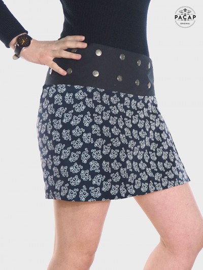 mini jupe bleue femme portefeuille nuage