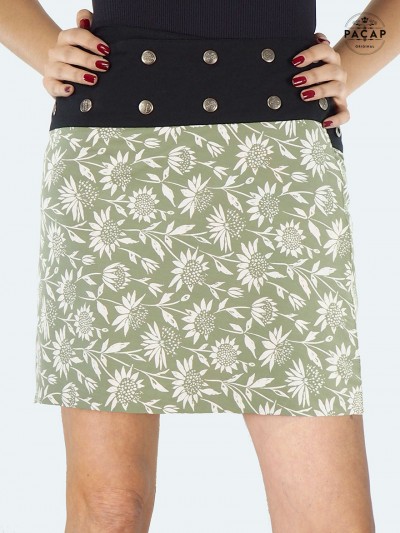 jupe verte pour femme taille reglable coton  jupe courte, jupe patineuse, jupe tennis, mini jupe, surjupe