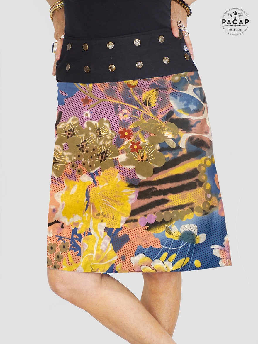 jupe longue été, jupe florale, jupe colorée, jupe fleurie, jupe a fleurs, jupe colorfull, jupe multicolore