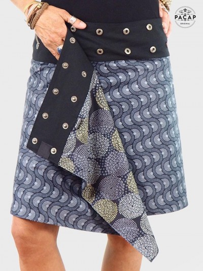 jupe réversible noire pour femme