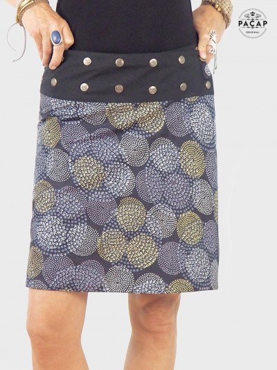 jupe noire imprimée à pois pour femme