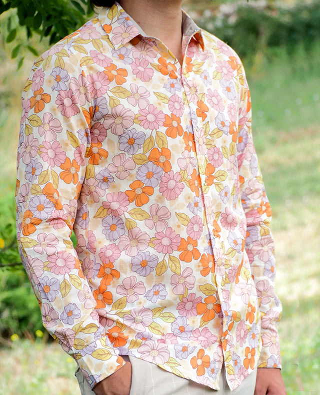 Men's floral shirt, daisy shirt, pink shirt, floral print shirt, tahiti shirt, vacation shirt, hawaian shirt, bali shirt, australia shirt, magnum shirt, floral shirt